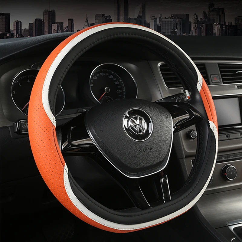 

Car Steering Wheel Cover D Shape for VW GOLF 7 2015 POLO JATTA Passat Tiguan Nissan Qashqai J11 X-trail T32 2015- 2017 2018