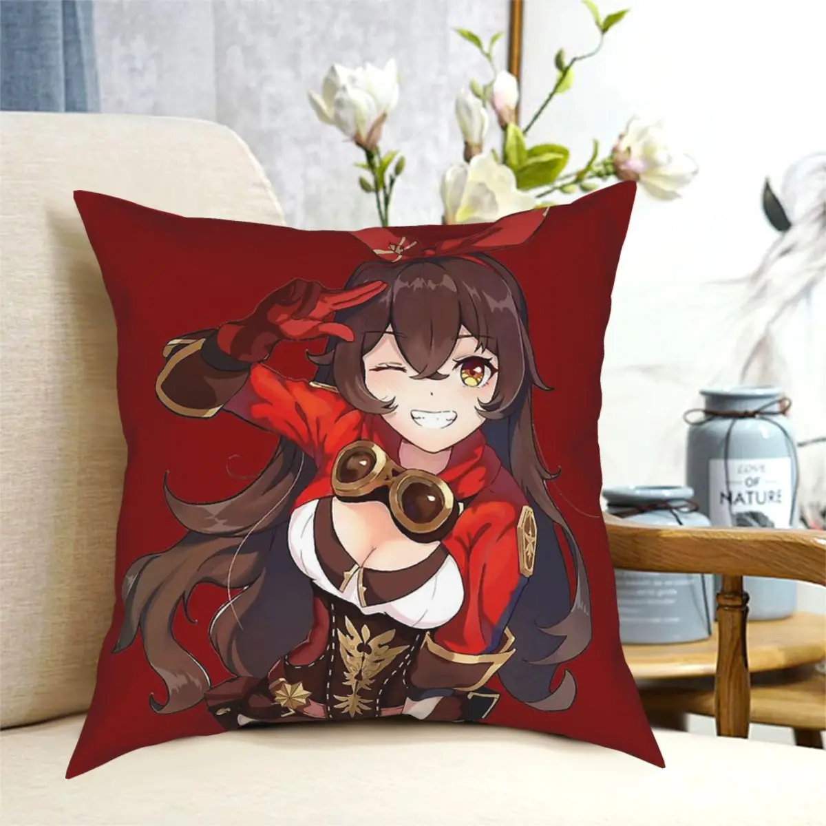 

Amber Throw Pillow Case Genshin Impact Short Plus Cushion Covers For Home Sofa Chair Decorative Pillowcases