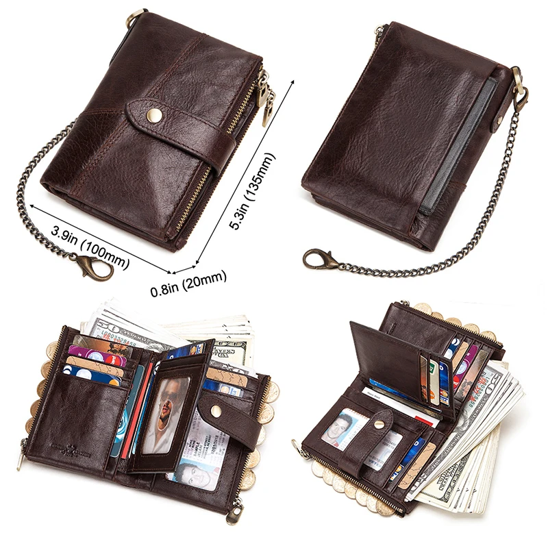 Мужской кошелек GZCZ из натуральной кожи с технологией радиочастотной