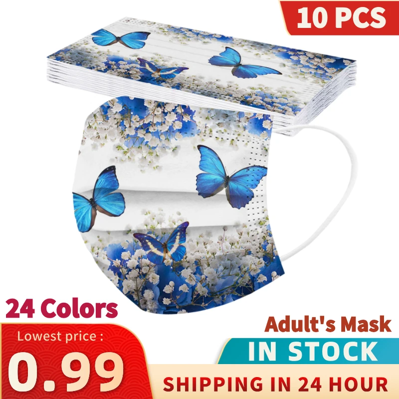 10 шт. Mascarillas Faciales Desechables маски для лица взрослых Для женщин бабочки одноразовые