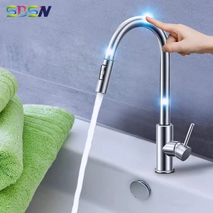 touch kitchen faucets intelligent sensor kitchen tap with pull down sprayer brushed nickel smart touch kitchen mixer faucets free global shipping