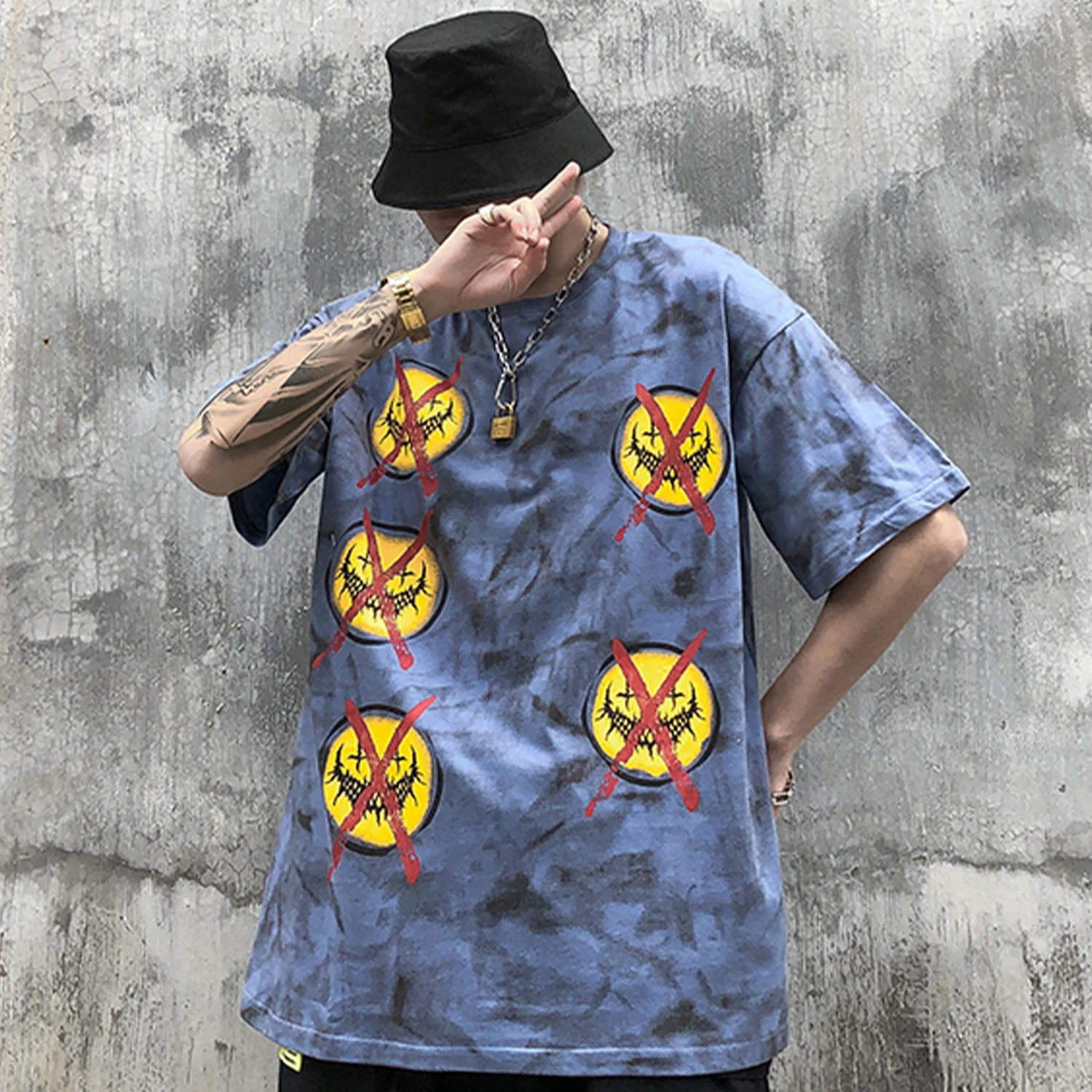 Aelfric Eden Tie Dye Smile Футболка с принтом Мужская модная уличная одежда повседневные