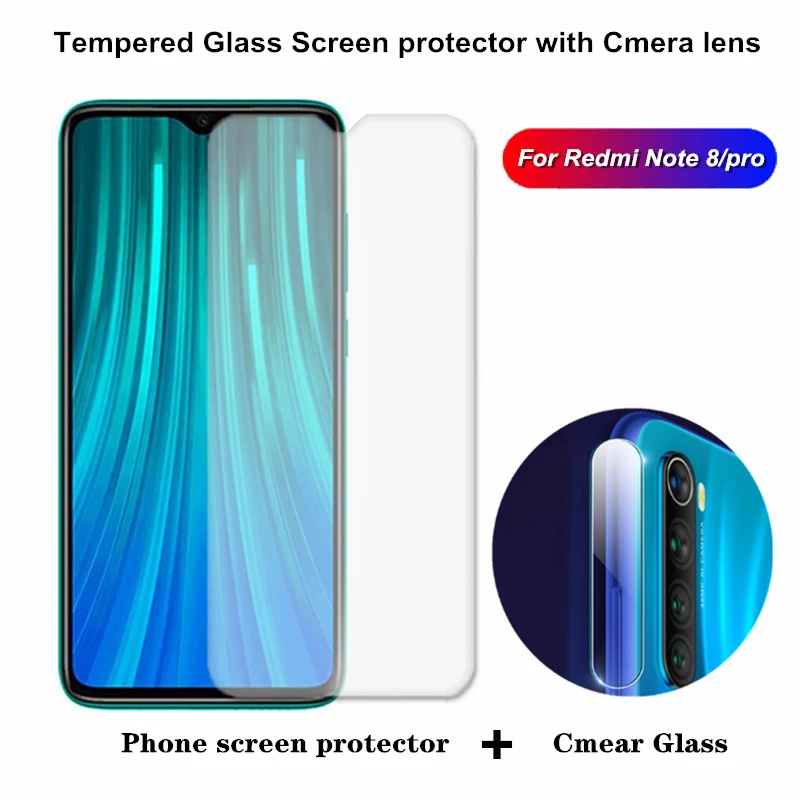 Защита экрана + объектив Cmera для Xiaomi Redmi Note 8 Pro черное покрытие стекло note