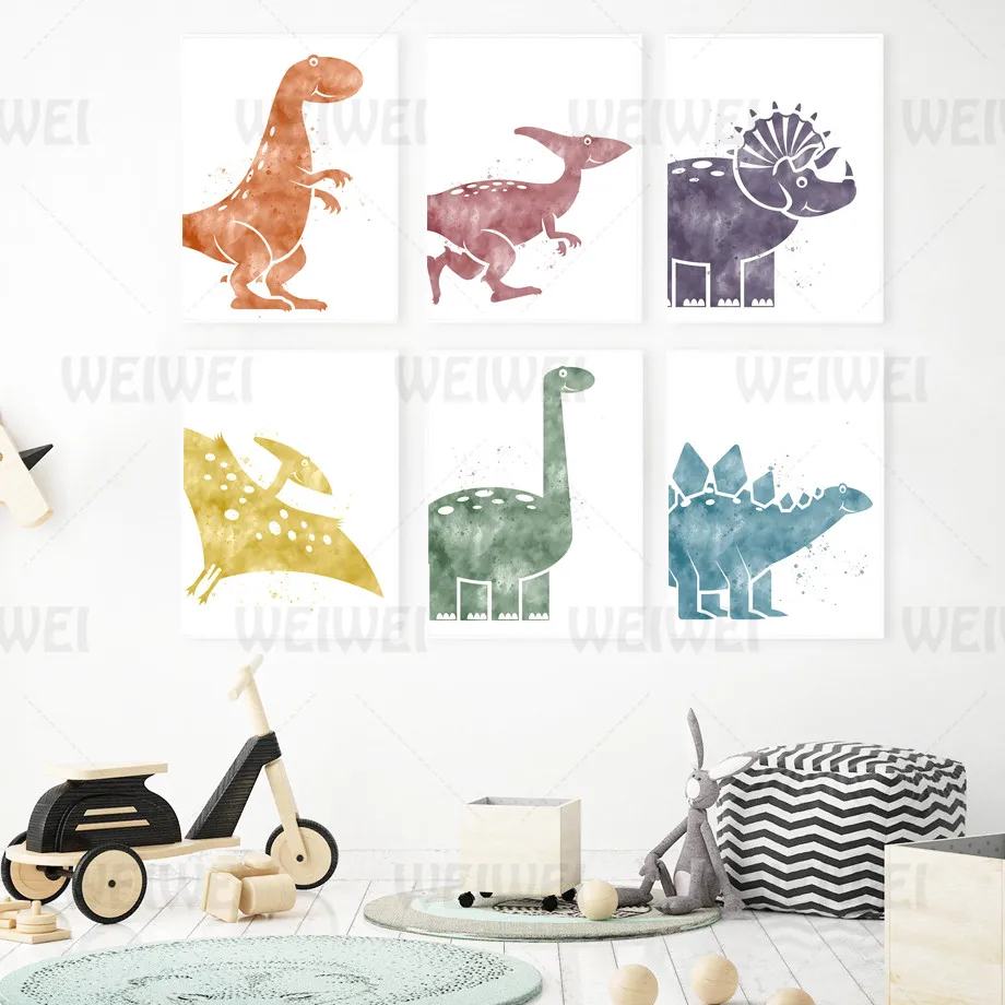 

Dinosaur Kids Room Home Decoration Painting Tyrannosaurus Pterosaur Living Room Wall Canvas Poster Children Bedroom Prints