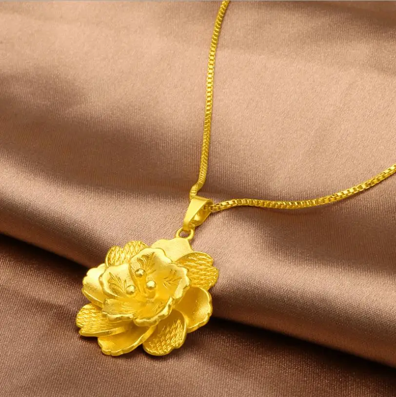 Подвеска в виде цветка с покрытием из желтого золота 24 к | Украшения и аксессуары