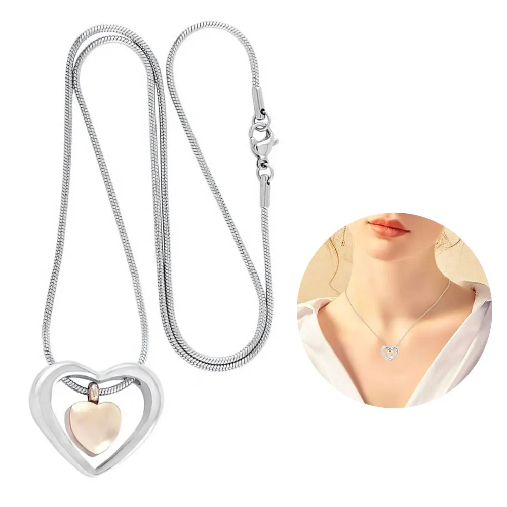 

Heart Decor Memorial Urn Necklaces Keepsake Cremation Jewelry Memorial Ash Pendant Double Heart Shaped Pendant for Pet Dog Cat