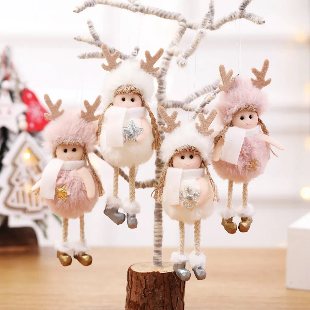 

Creative Merry Christmas Angel Plush Doll Pendant Cute Xmas Navidad Noel Tree Hanging Decoration Party Ornaments 2021