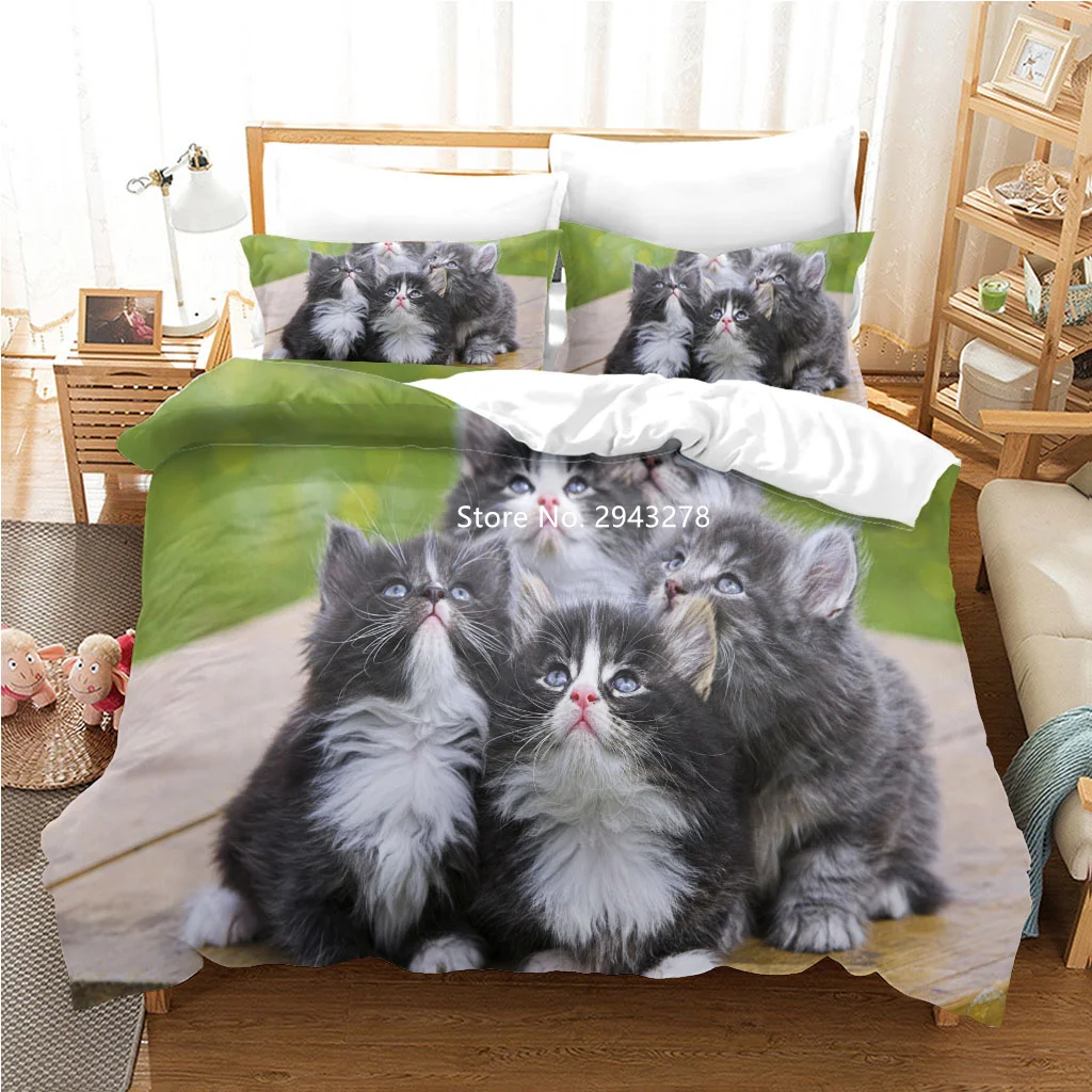 

Blue Cat Orange Cat and Other Cat Patterns 3D Bedding Printing Home Textile Quilt Cover and Pillowcase Quilt Bedroom Decoration