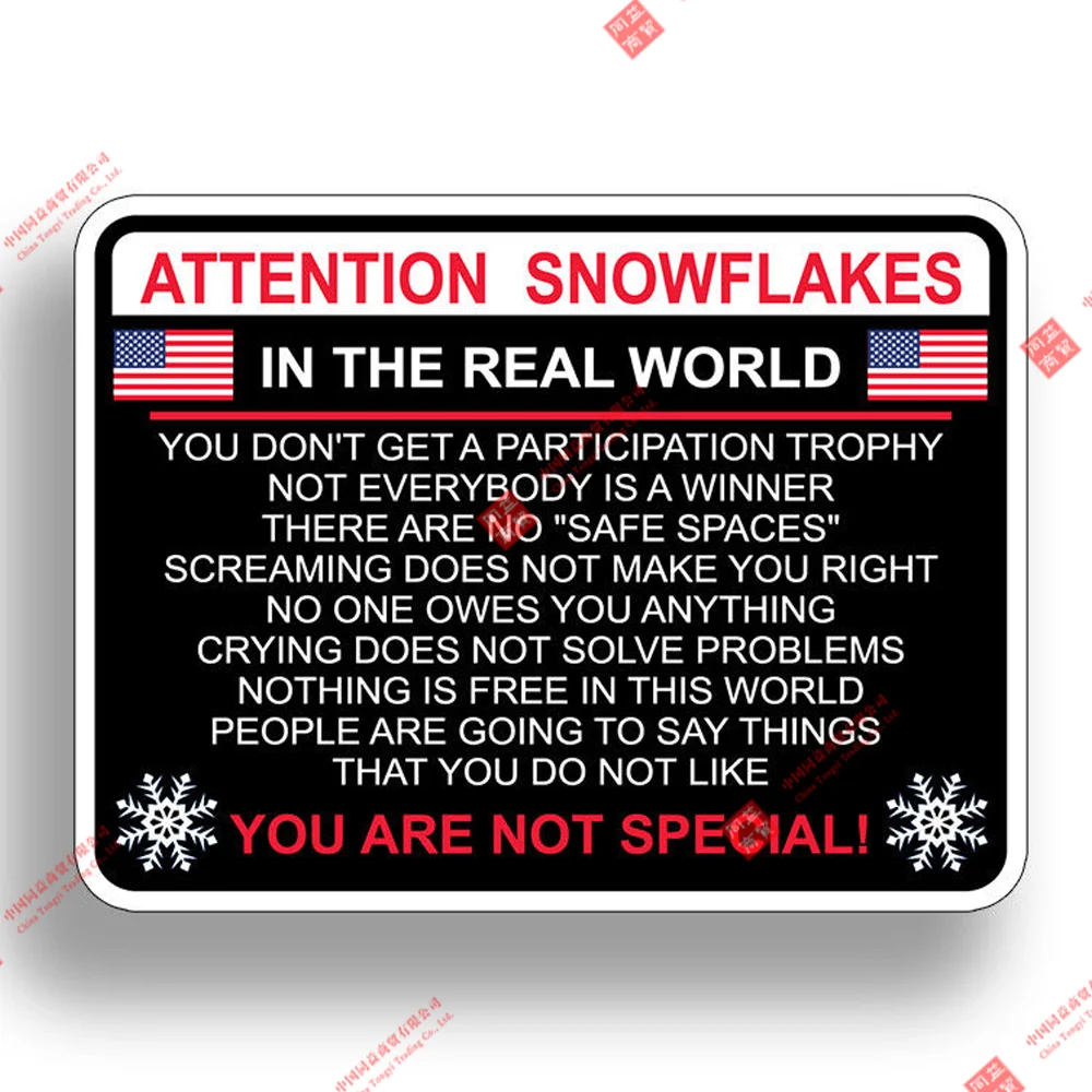 

Attention Snowflake Funny Political Trump Truck Window Decal Vinyl Racing Helmet Sticker Motorcycle Laptop Waterproof Stickers