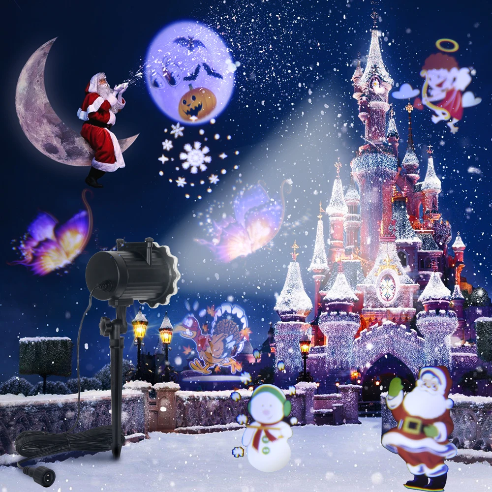 12 узоров Рождественский лазерный проектор анимационный эффект IP65