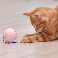 colorful led rolling flash toys with bell electric auto cat toys feather pet usb rechargeable cats ball toy