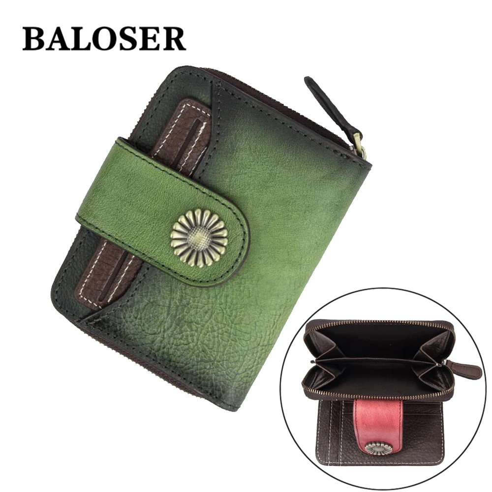 Women Retro Wallet Cowhide Cash Money Wallet ID Card Purse Phone Bag Vintage Card Holder