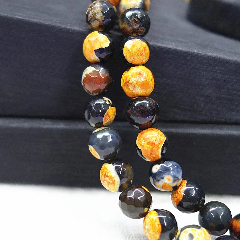 Желтый огонь Агаты вены дракона Оникс Круглые свободные разделители Бисер для