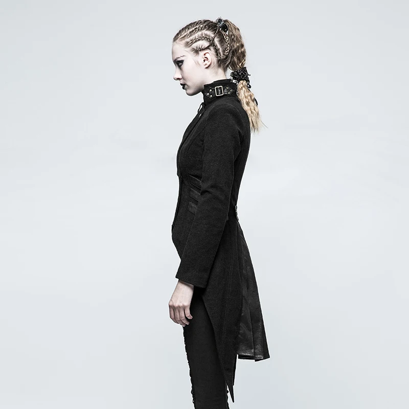 Женская приталенная куртка в стиле стимпанк RAVE шерстяная из смешанной кожи с