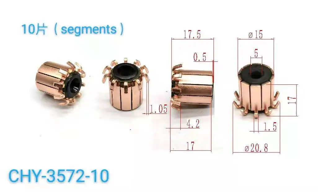 

5x15x17.5mm 10p Copper Bars Alternator Electric Motor Commutator Copper Commutator Armature Commutator