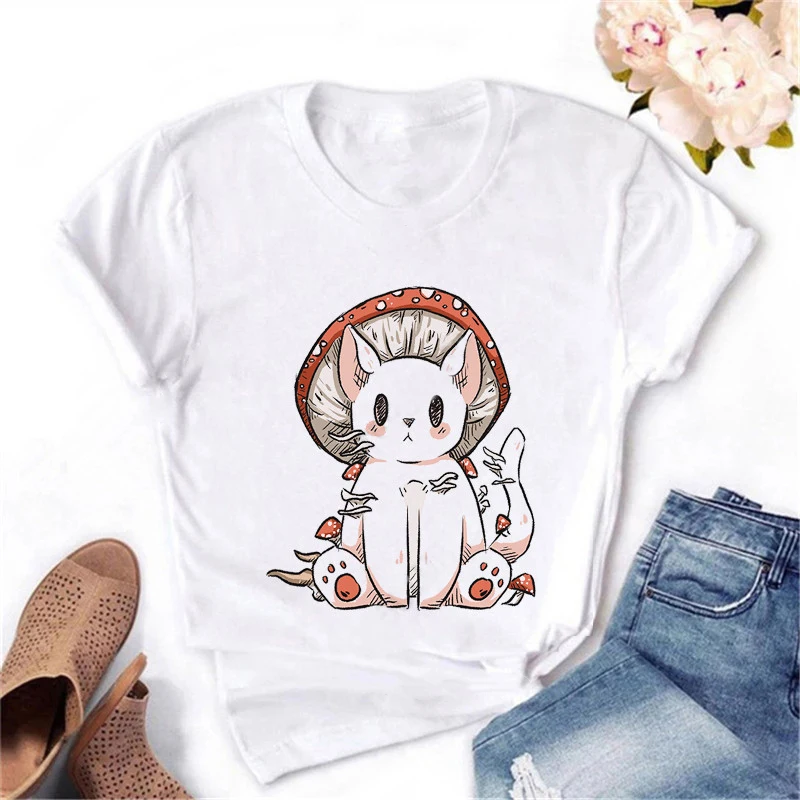 

Women Cute Anime Harajuku T-shirt Kawaii Mushroom Funny Cartoon T-shirt Ullzang Grunge Aesthetic Tshirt Graphic Top Tees Female