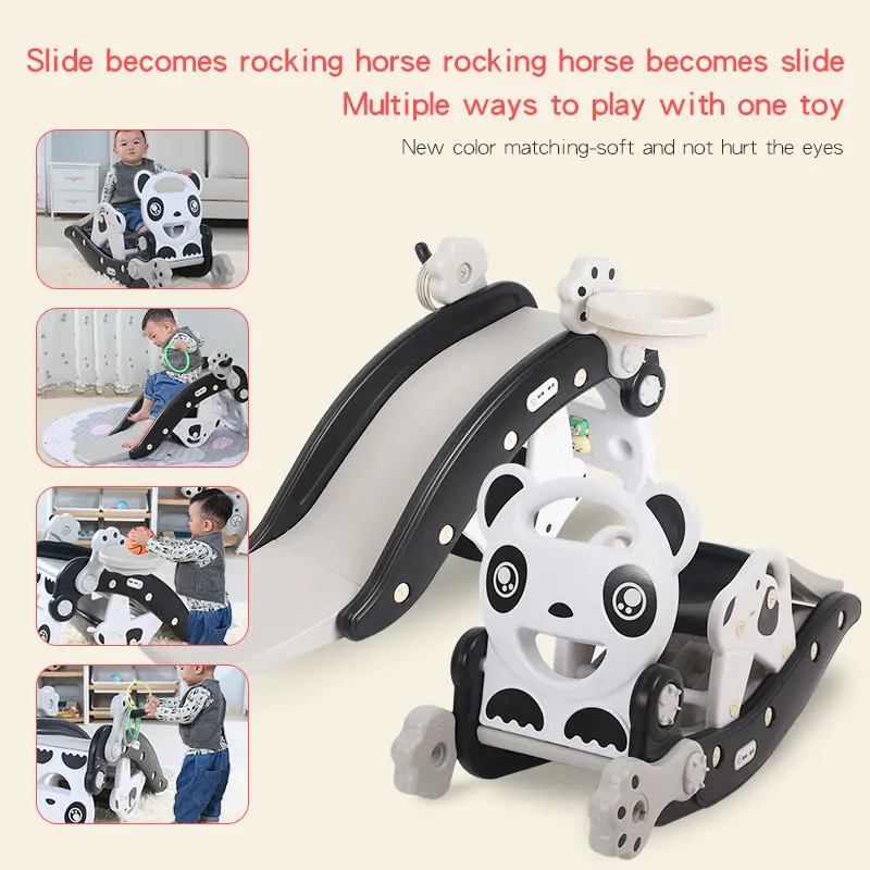 Детская горка-качалка Ruizhi Panda 2 в 1 с музыкальным креслом-качалкой