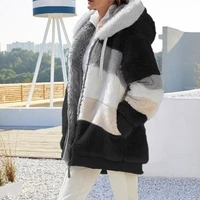 2021 new autumnd winter warm plush and zipper pocket hooded loose hooded jacket plus size xl 5xl plus velvet warm jacket women