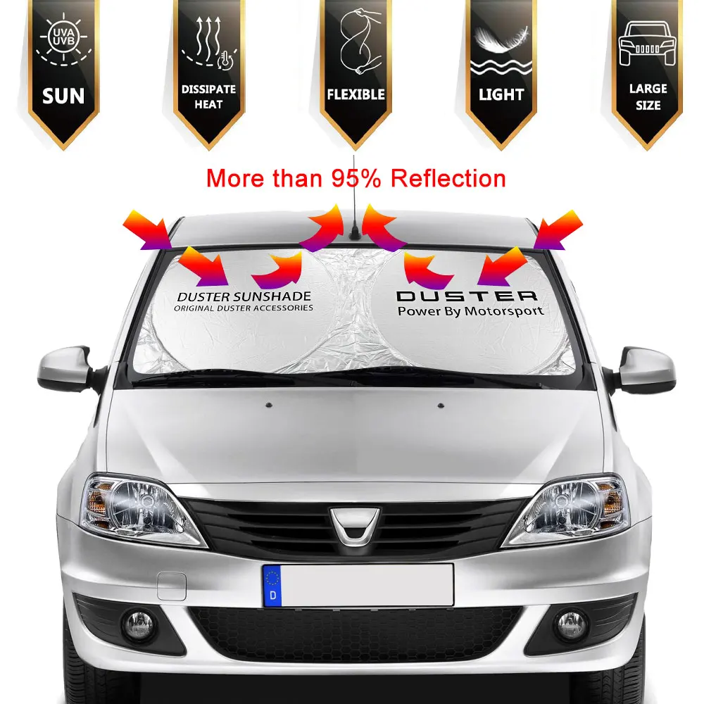 

Car Windshield Sun Shade Cover For Dacia Duster 1.0 Tce Turbo Logan 1.4 1.6 Mpi Dci Mcv Sandero R4 Accessories Anti UV Reflector