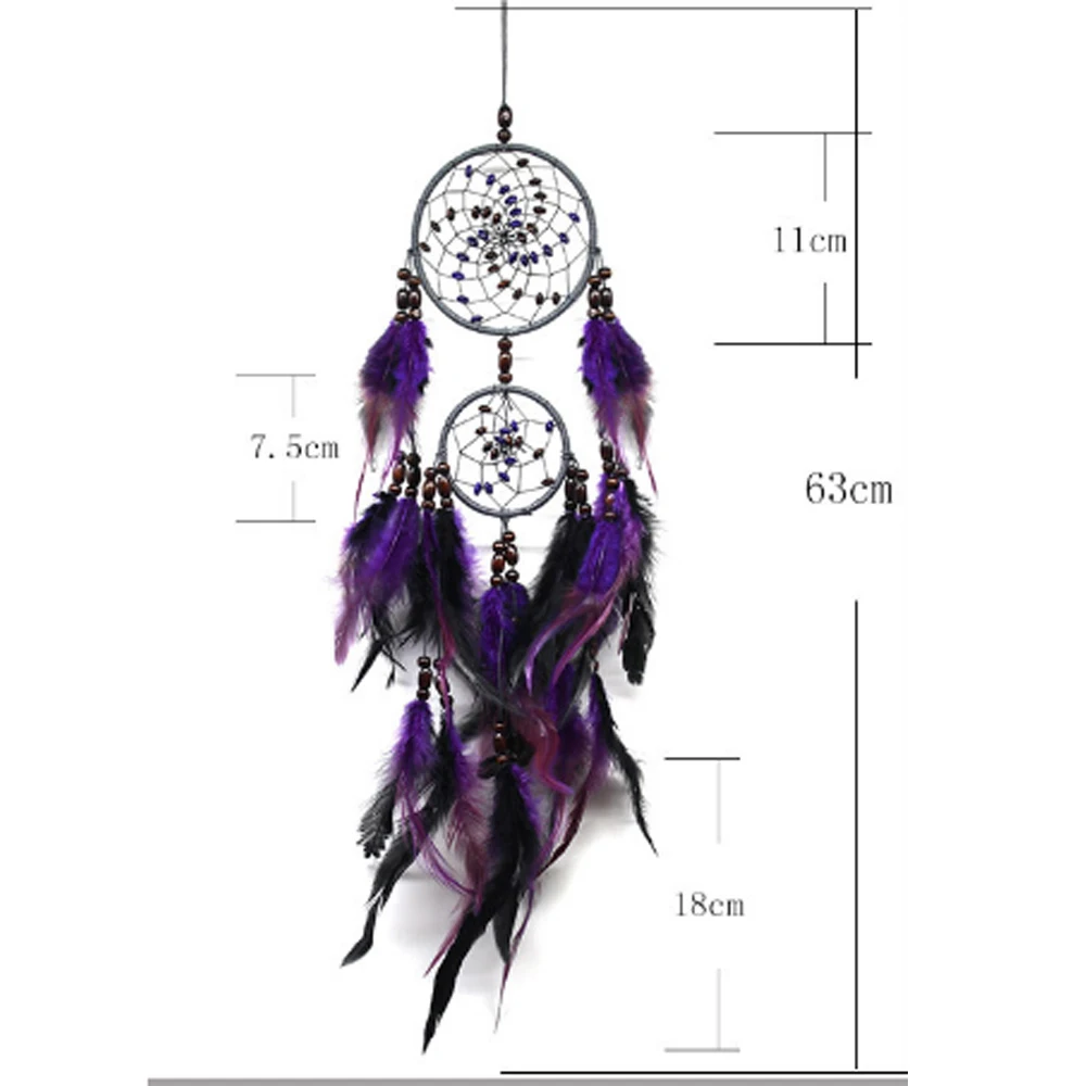 Ручная работа перья Ловец снов железное кольцо+ волосы фазана+ Цветные деревянные бусы Свадебные украшения дома авто подвеска