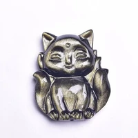 natural gold obsidian flash lucky cat pendant gemstone wealthy cat 40338mmnatural stone