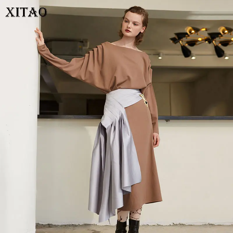 XITAO плиссированная талия Стандартная юбка Женская корейская мода новый дизайн