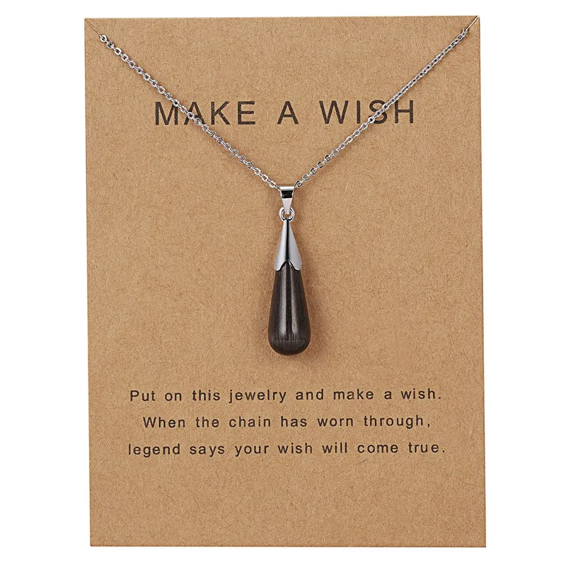 Make a Wish paper модное ожерелье с кулоном из натурального камня для женщин винтажное ожерелье с кулоном в виде дельфина в форме капли воды очаровательное ювелирное изделие в подарок - Окраска металла: 3