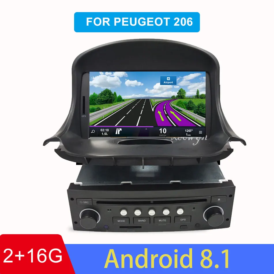 Android 9,0 автомобильный DVD Авторадио для peugeot 206 2007- авто радио gps Навигация Аудио видео WiFi 1 ГБ ram