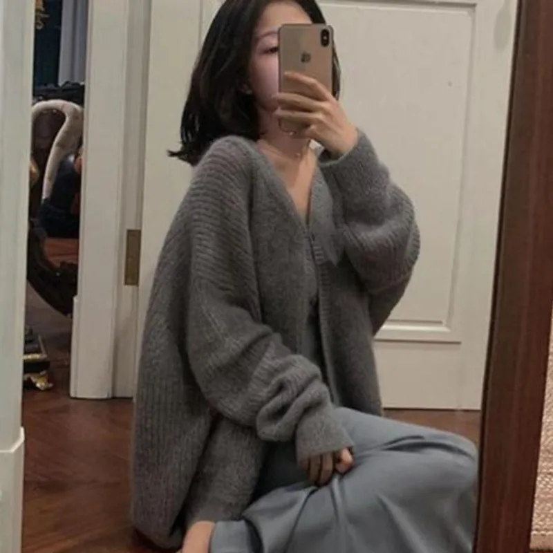Genayooa 2019 зимний Трикотаж женский свитер пальто кардиган с длинными рукавами