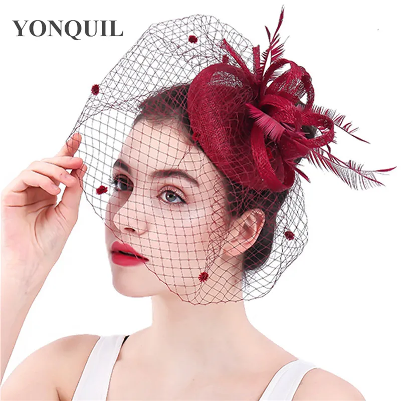 Женское официальное платье сетчатая шляпа коричневого цвета элегантная