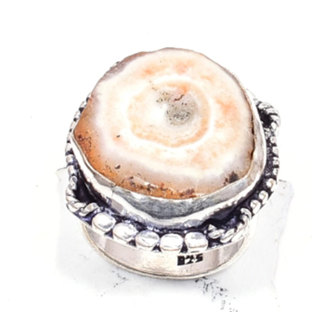 

Genuine Solar Quartz Druzy Silver Overlay over Copper, Hand Made Women Jewelry gift ,Size : 7.25, R6636