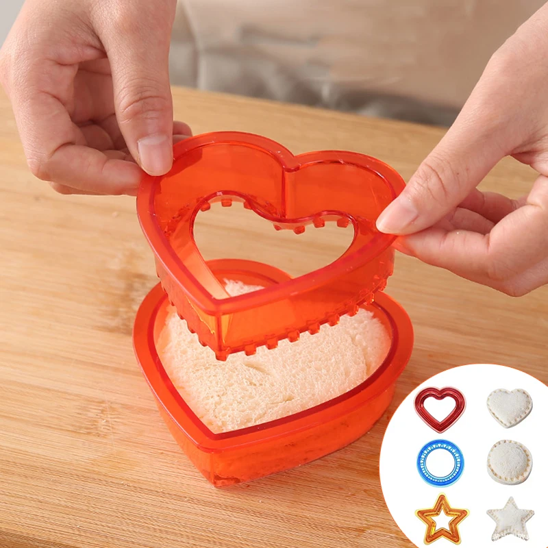 

Sand-Wich Cutter and Sealer Set For Kids Lunch Sandwiches Maker Bread Toast Breakfast Making Mold Children's Breakfast Box