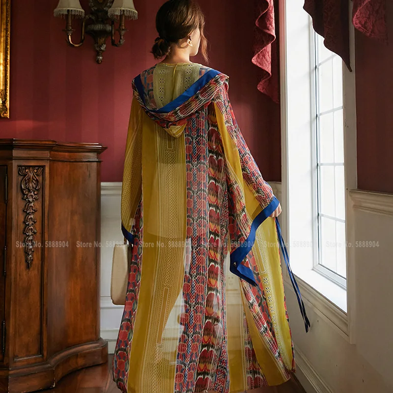 Chinese Style Seaside Holiday Thai Cardigan Summer Beach Robes Casual Women India Bohemian Print Coats Africa Clothing | Тематическая