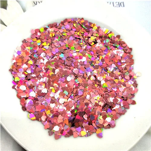 Laser dark pink 10g Ультратонкая PET Блестки 3 мм Сердце Лазерная блестящая 3D блестка для ногтей блестка Eo-Friendly свободные блестки для украшения ногтей 10 г - Цвет: Laser dark pink 10g