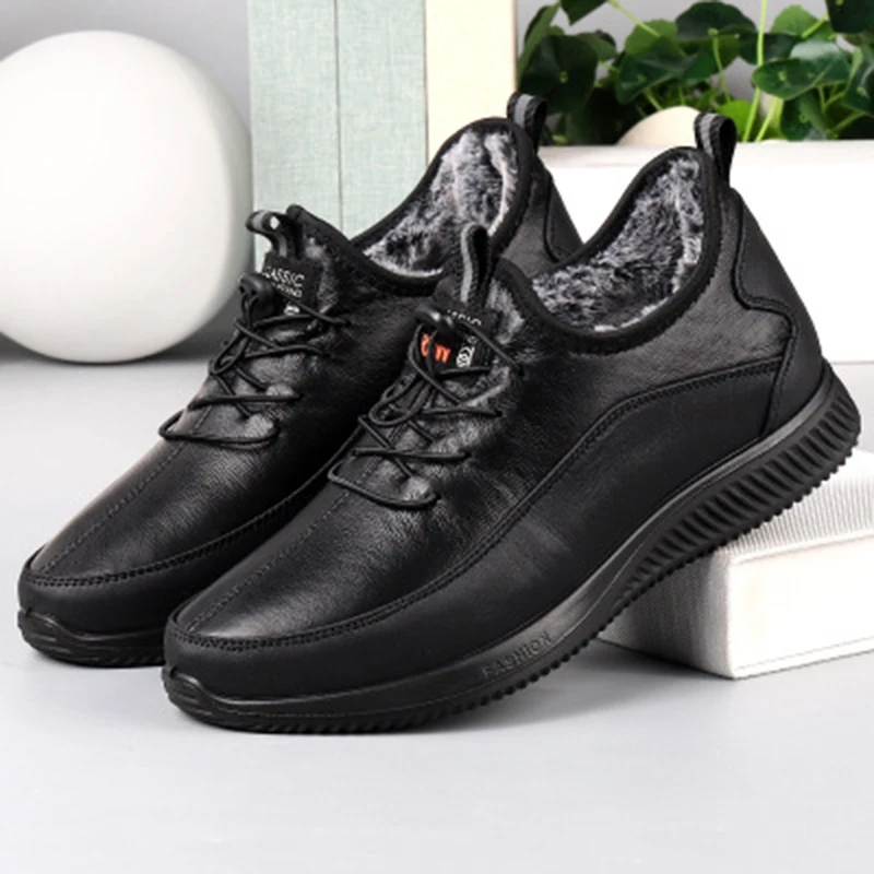 

2021 теплые зимние ботинки Зимние сапожки в повседневном стиле; Однотонные Цвет мужской обуви шнуровка Удобная обувь с круглым носком для дел...