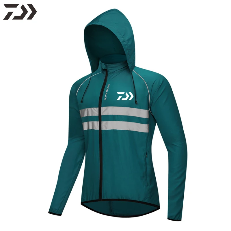

2021 Daiwa Fishing Clothes Men Reflective Breathable Thin Hooded Caps Windbreaker Shimanos Outdoor Cycling Hiking Fishing Jacket
