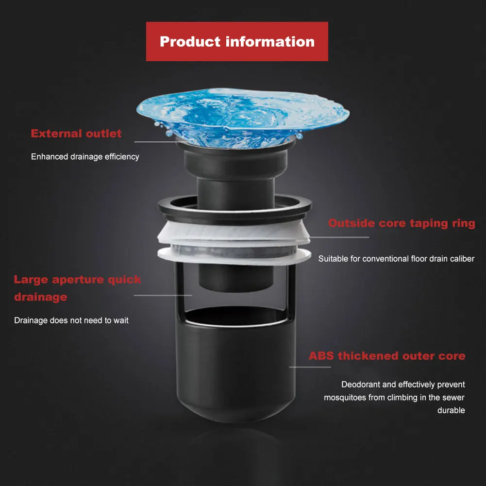 

Sewer Drain Core Kitchen Toilet Drains Filter Silicone Anti-odor Strainer Universal Anti-clogging Sink Strainer Household Tools