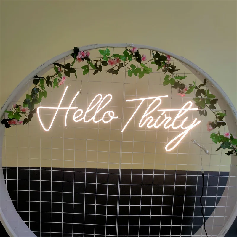 

Hello Thirty Neon Sign Light Custom Birthday Party Decoration Led Lamp For Home Bar Room Wall 12V Strip Flexible Boy Girl Gift
