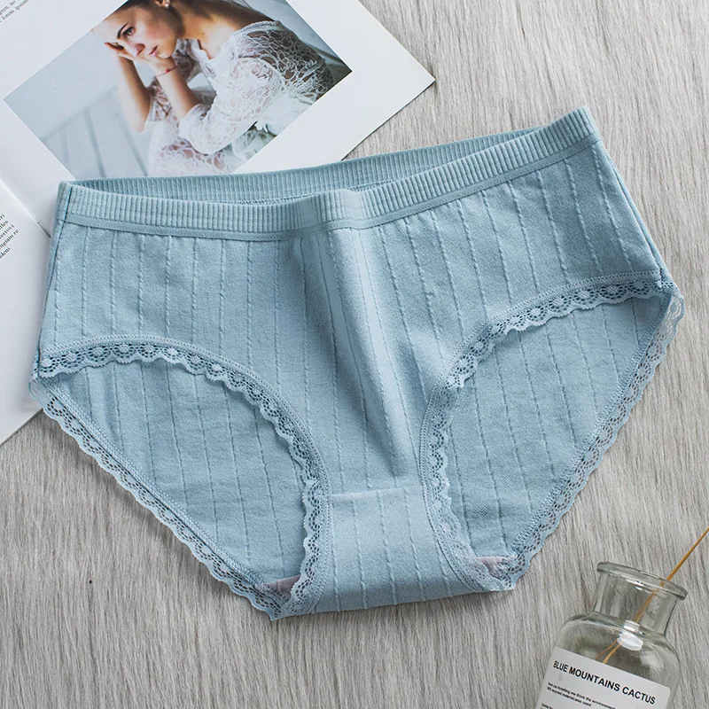 Хлопковые трусы полосатые трусики Трусы со средней талией женское сексуальное