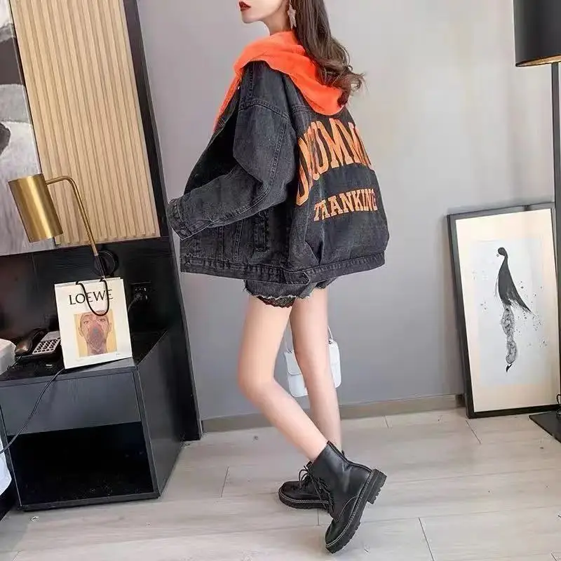 Джинсовая куртка женская одежда большая джинсовая Корейская осень и зима 2021