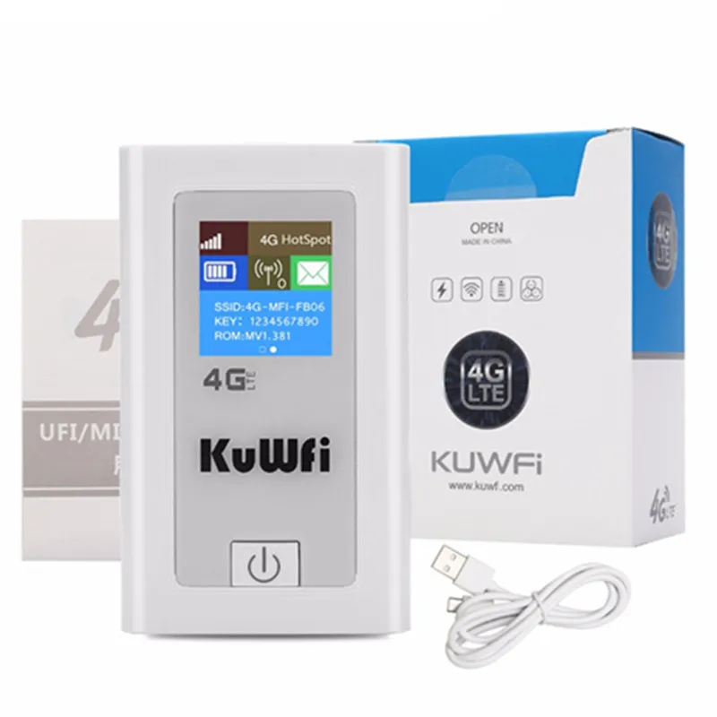KuWFi внешний аккумулятор 4G LTE роутер 3g/4G sim-карта Wifi роутер Карманный 150 Мбит/с CAT4 Мобильная точка доступа WiFi с слотом для sim-карты