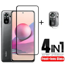 4-in-1 For Xiaomi Redmi Note 10S Glass For Redmi Note 10 S Full Cover Film HD Screen Protector For Redmi Note 10 Pro Lens Glass