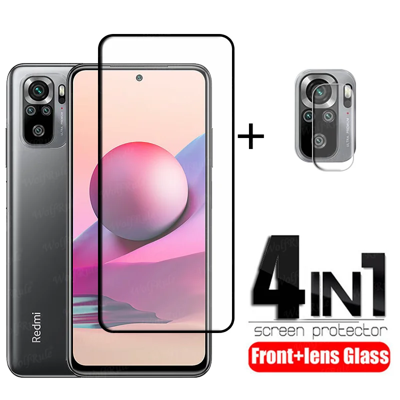 Cristal 4 en 1 para Xiaomi Redmi Note 10 S, pel&iacute;cula de cobertura completa, Protector de pantalla HD para Redmi Note 10 Pro, cristal de lente-0
