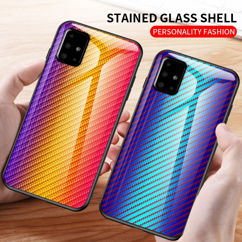 Чехол-накладка для Samsung Galaxy A9s A8s A6s A7 A6 A8 Plus A9 Star Pro Lite A2 Core 2018 цветной из закаленного
