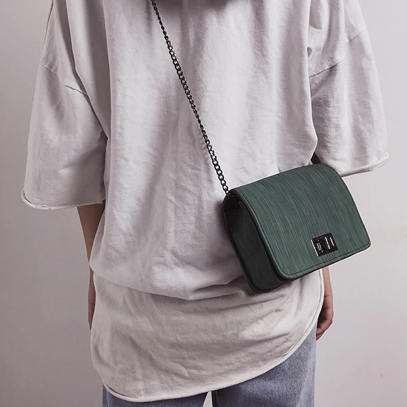 

Korean Messenger Bag Small Square PU Chain Bag Tote Bag Shoulder Bag Handbag
