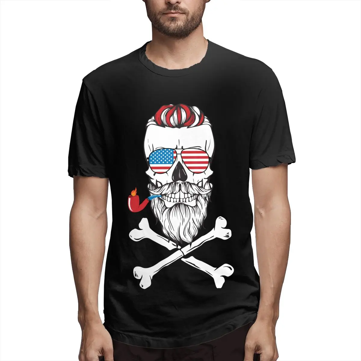 Мужская футболка с коротким рукавом 3D принтом черепа|Мужские футболки| |