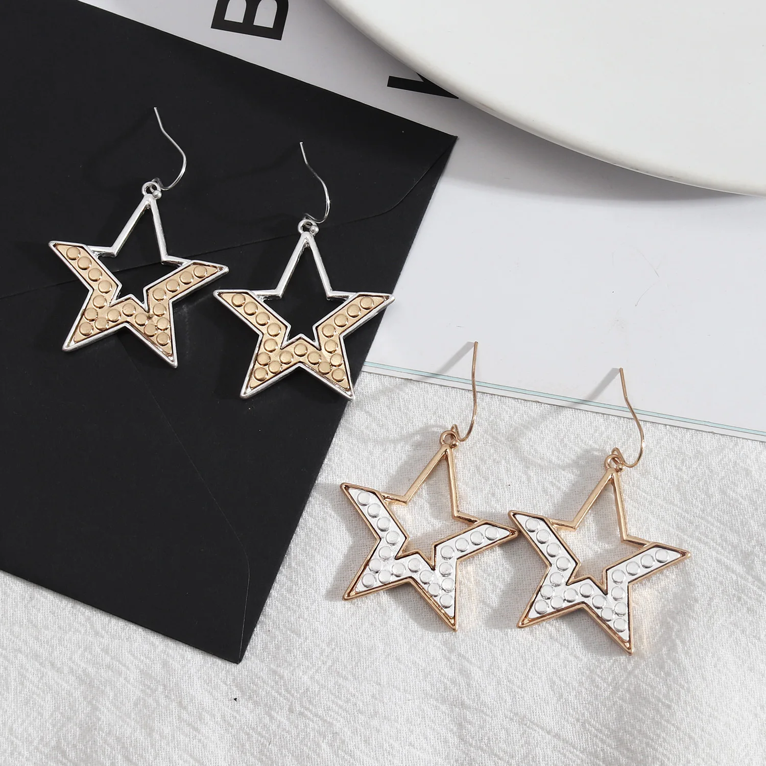 frame star earrings hollow out dangle earrings hot brand statement women fashion earrigns free global shipping