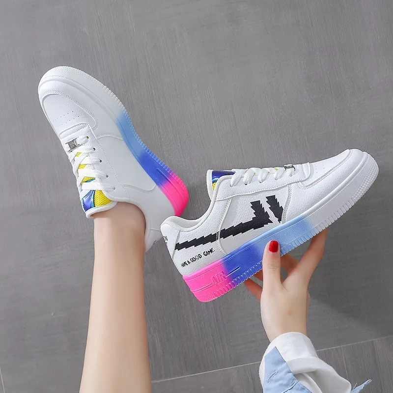 

2021 New Spring Autumn Women Shoes Casual White Outdoors Sneakers Breathable Walking Flat Lace-Up Vulcanize Tenis Mujer Zapatos