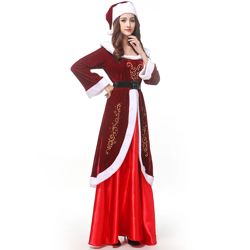 

Woman Christmas New Year Xmas Classical Queen Court Dress Girl Halloween Cosplay Costume Princess Party Role Play Make Up Outfit