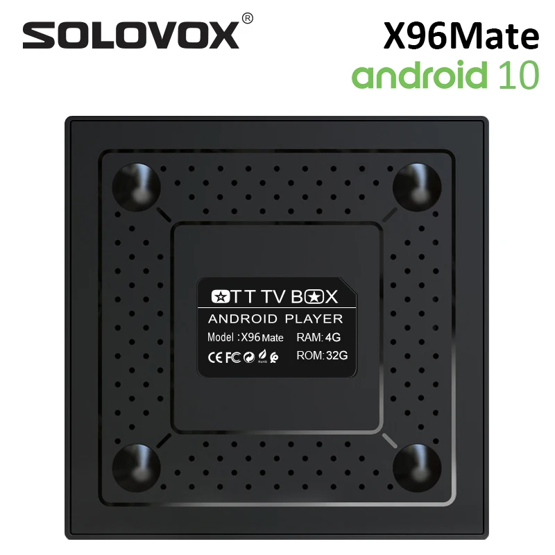 SOLOVOX 2020 X96 Коврики Android 10 Смарт ТВ коробка 4 Гб оперативной памяти 32 встроенной